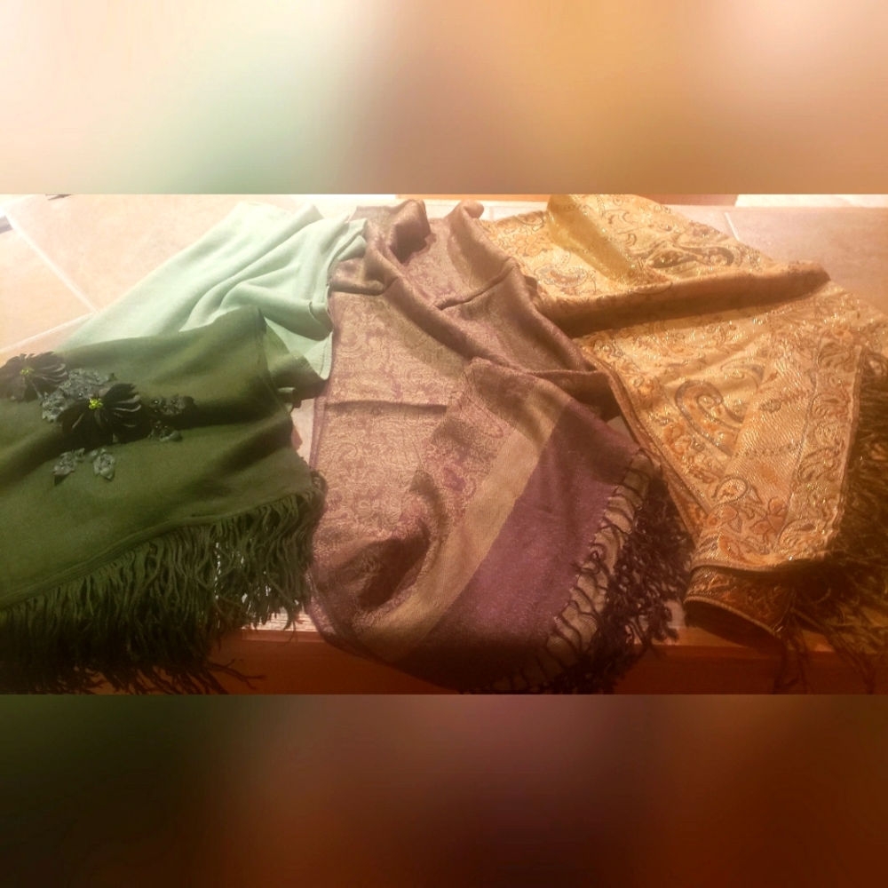Pashmina scarf/shawls + a green shawl